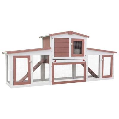 VIDAXL -Kaninchenhütte für äußere große 204x45x85 cm Holz braun und weiß