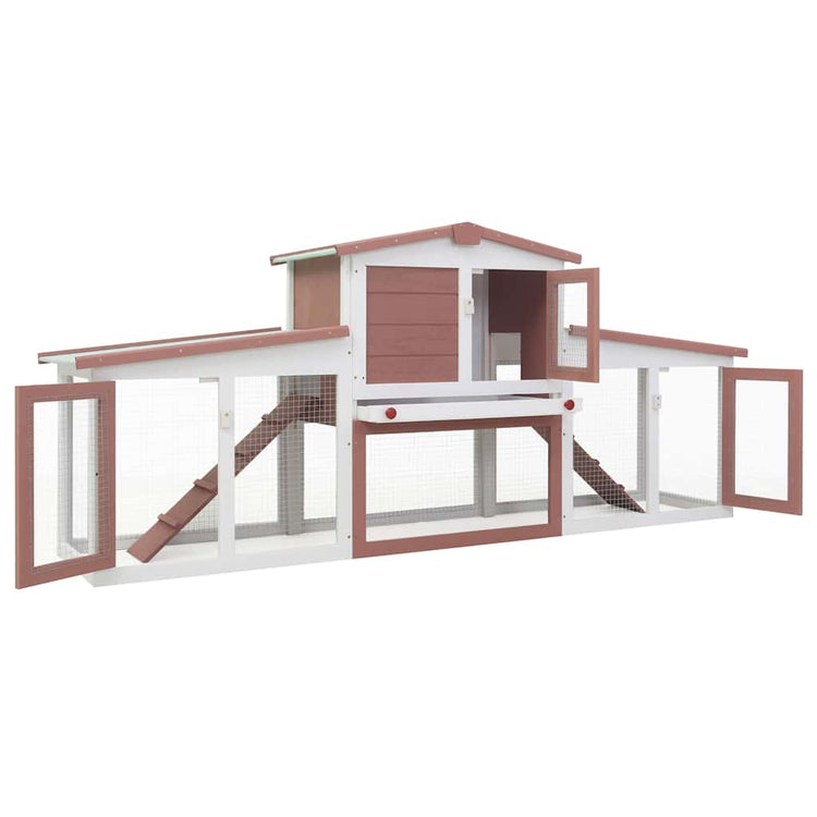 VIDAXL -Kaninchenhütte für äußere große 204x45x85 cm Holz braun und weiß