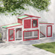 VIDAXL -Kaninchenhütte für äußere große 204x45x85 cm Holz rot und weiß