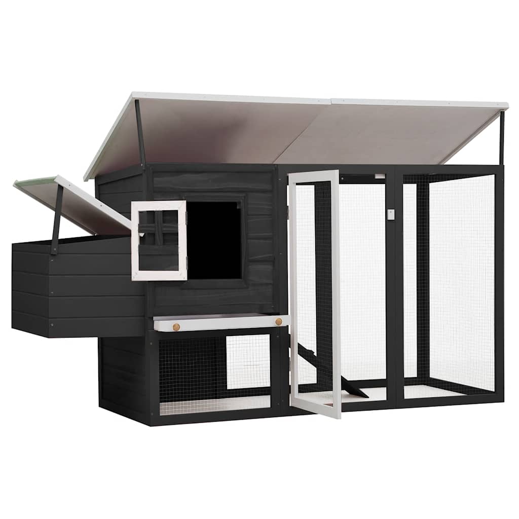 Vidaxl Chicken Coop mit Nacht Loft Holzgrau