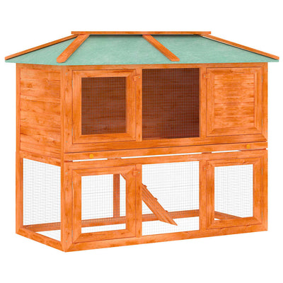 Vidaxl Kaninchen -Loft zwei Stockwerke Holz
