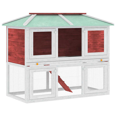 Vidaxl Kaninchen -Loft zwei Stockwerke Holzrot