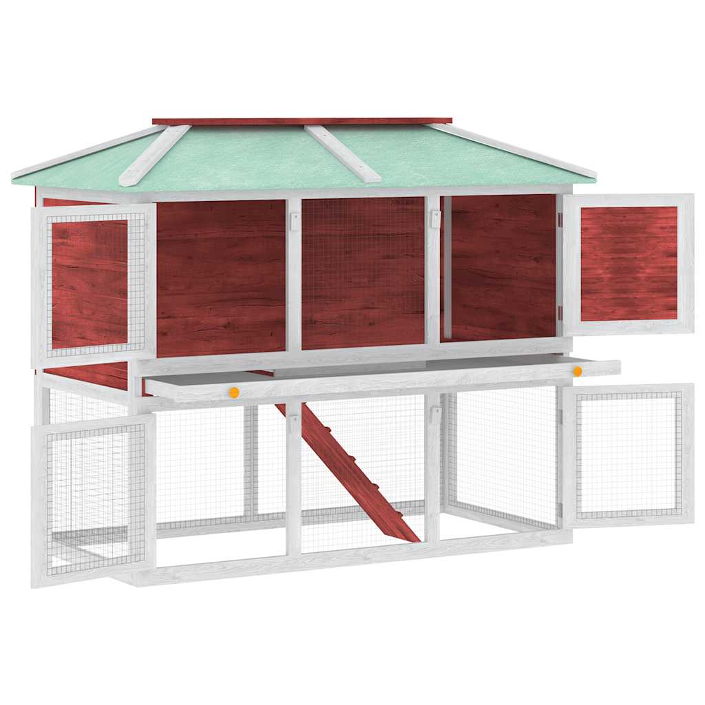 Vidaxl Kaninchen -Loft zwei Stockwerke Holzrot