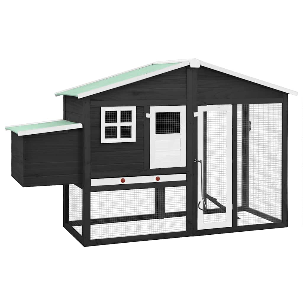 Vidaxl Chicken Coop mit Nistbox Festkieferngrau und Weiß