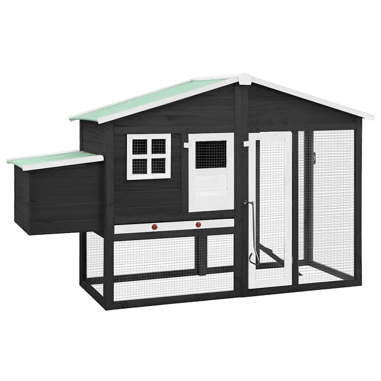 Vidaxl Chicken Coop mit Nistbox Festkieferngrau und Weiß