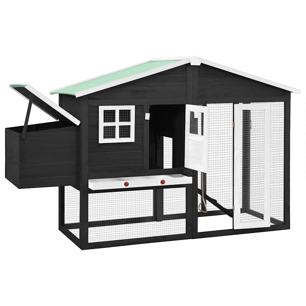 Vidaxl Chicken Coop mit Nistbox Festkieferngrau und Weiß