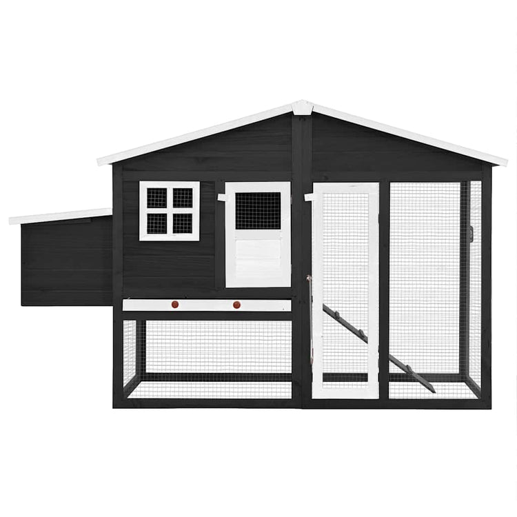 Vidaxl Chicken Coop mit Nistbox Festkieferngrau und Weiß