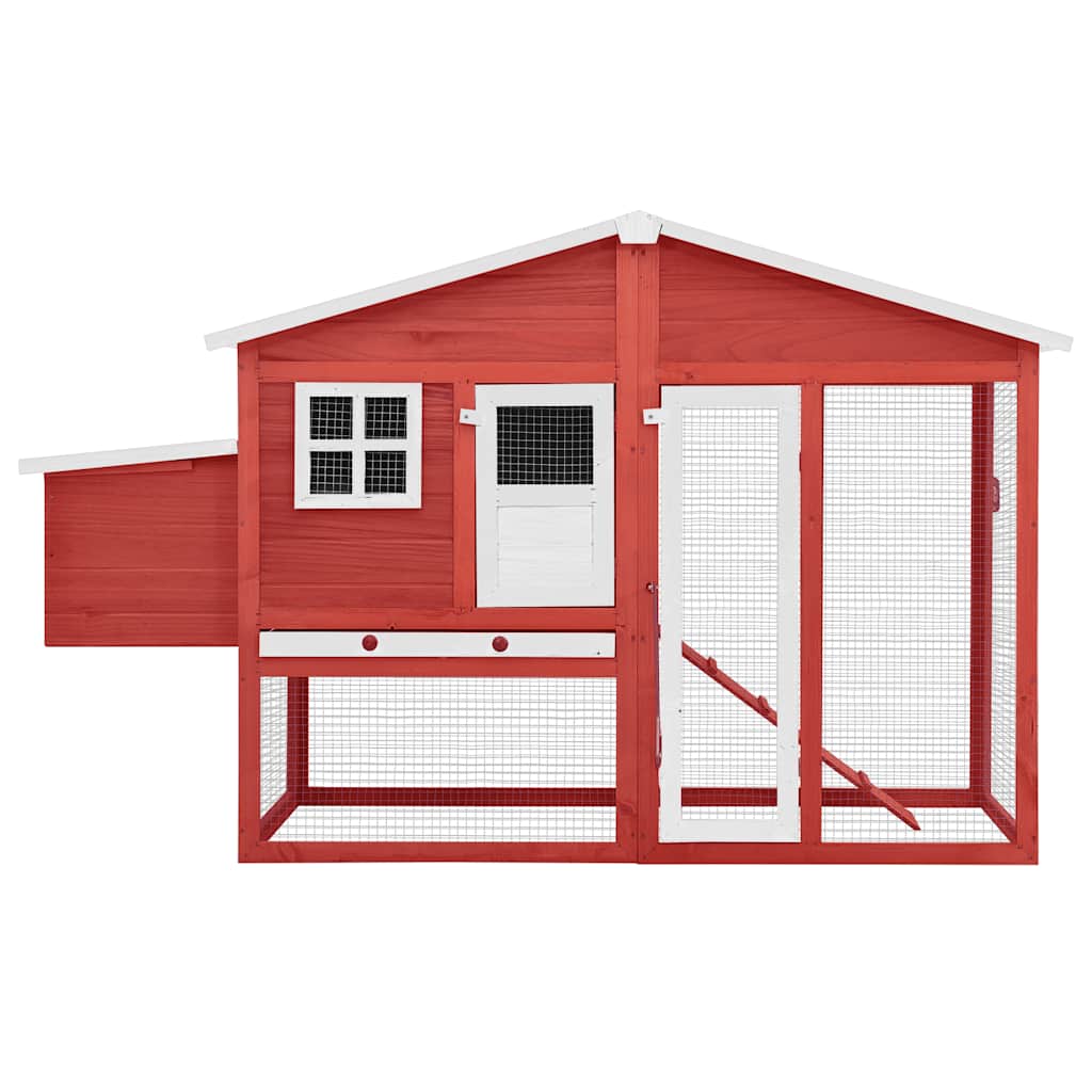 Vidaxl Chicken Coop mit Nistbox Festkiefer Rot und Weiß