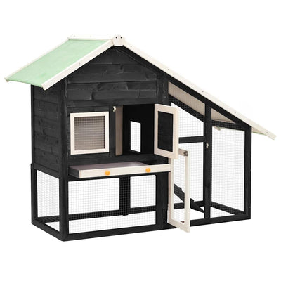 VIDAXL -Kaninchenhütte 140x63x120 cm Festkieferngrau und Weiß
