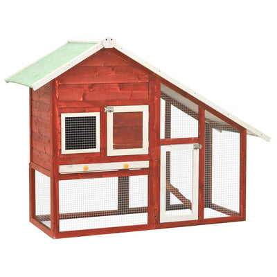 Vidaxl Kaninchenhütte 140x63x120 cm Festkiefer Rot und Weiß