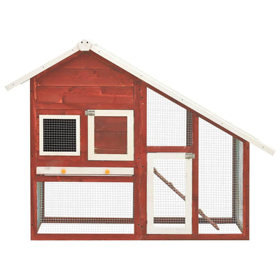 Vidaxl Kaninchenhütte 140x63x120 cm Festkiefer Rot und Weiß