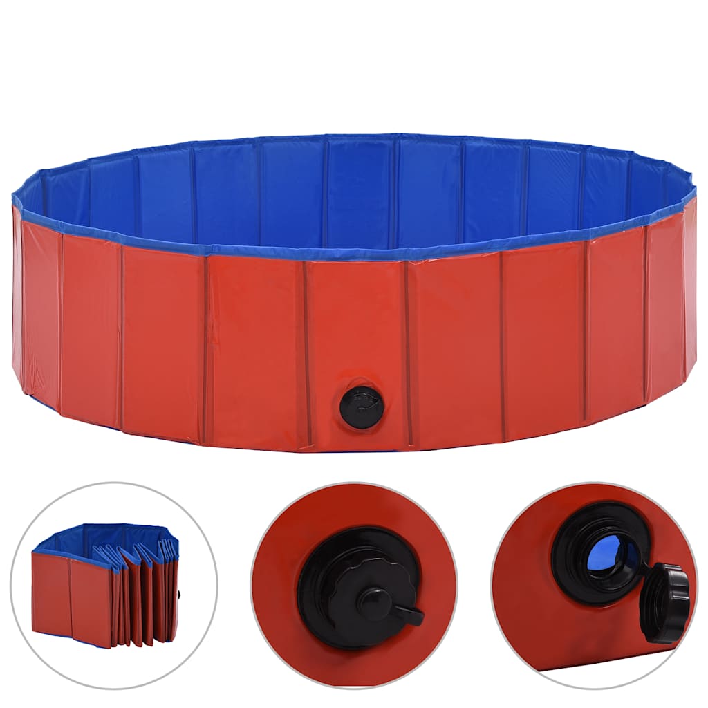Vidaxl Dog Swimmingpool zusammenklappbar 120 x 30 cm PVC Rot