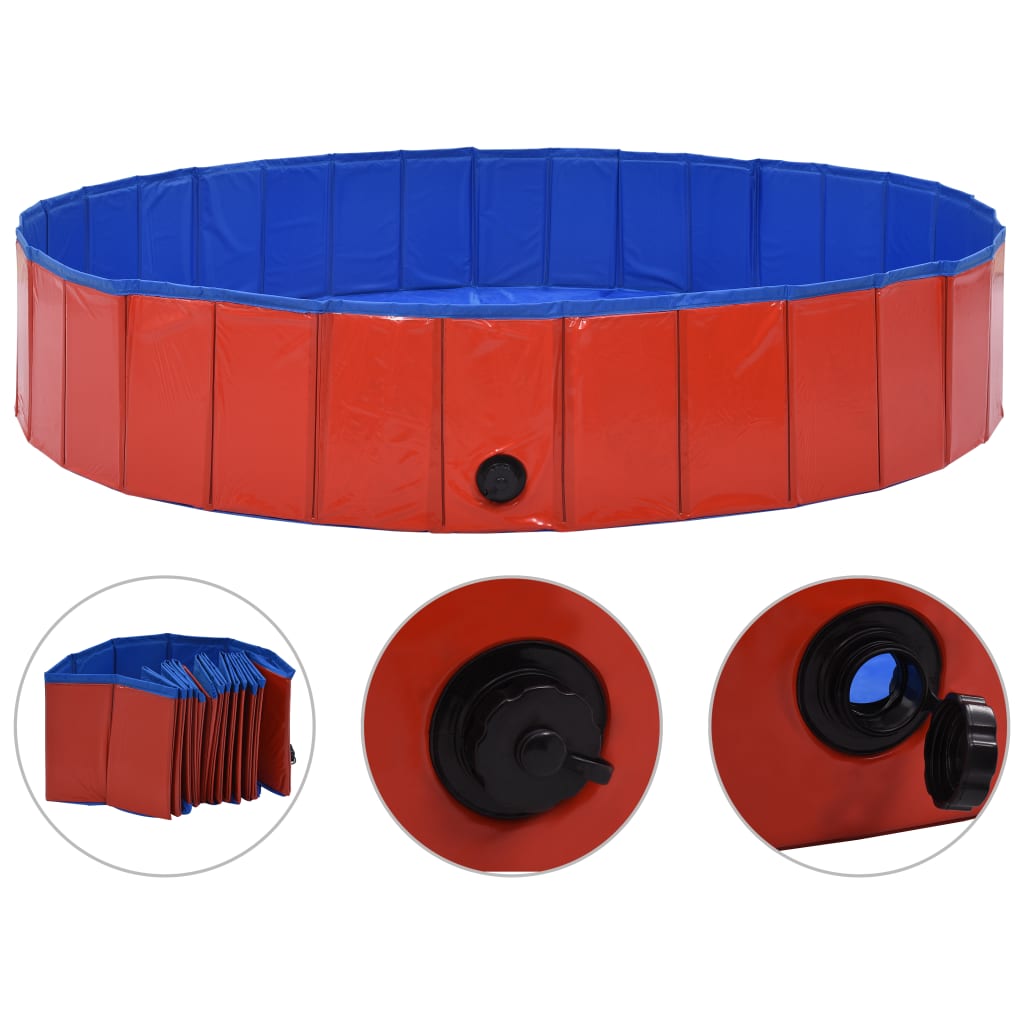 Vidaxl Dog Swimmingpool zusammenklappbar 160 x 30 cm PVC Rot