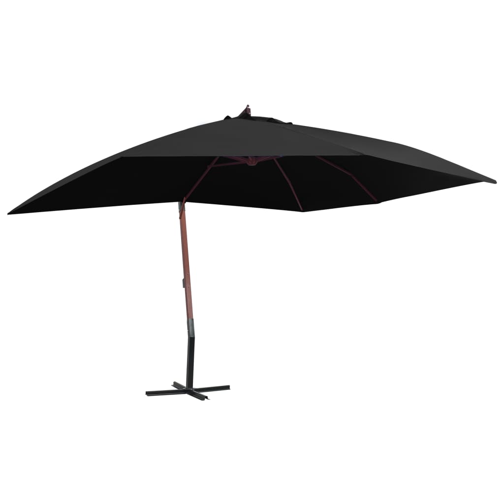 Vidaxl schwimmend Parasol mit Holzstange 400x300 cm schwarz