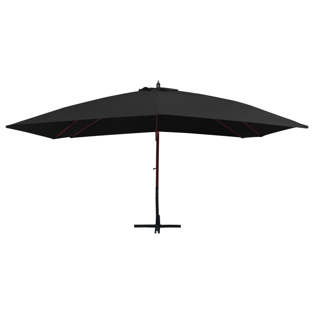 Vidaxl schwimmend Parasol mit Holzstange 400x300 cm schwarz
