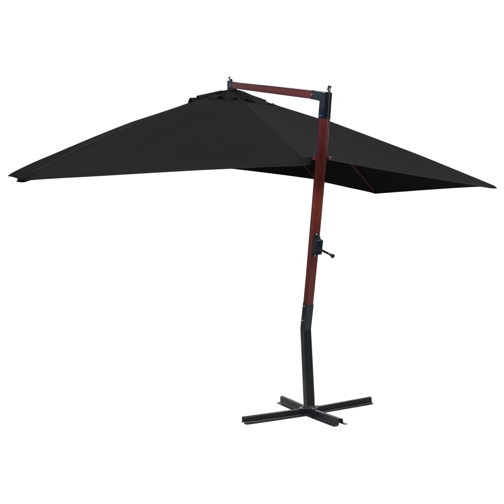 Vidaxl schwimmend Parasol mit Holzstange 400x300 cm schwarz