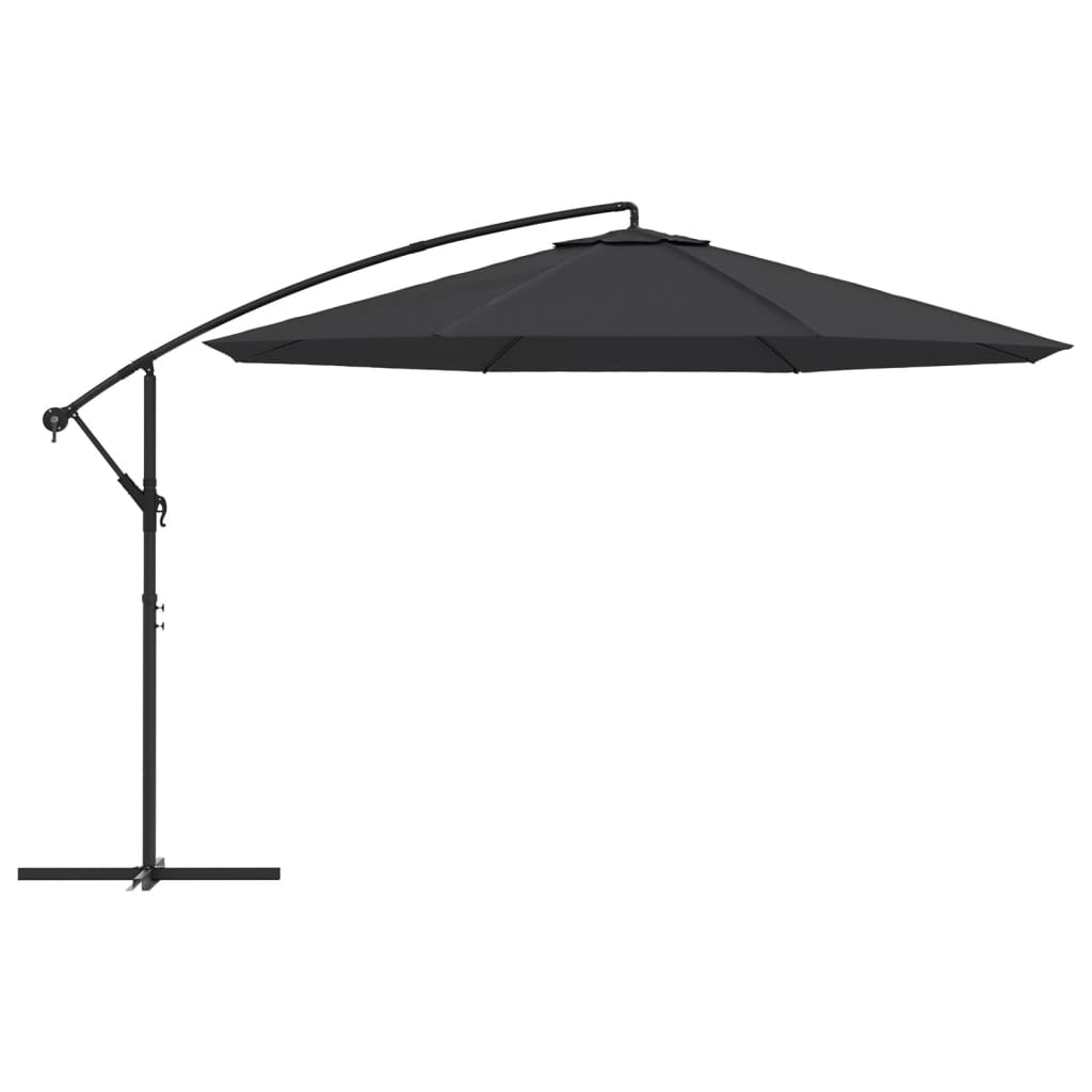 Vidaxl -schwimmendes Parasol mit Aluminiumpol 350 cm Schwarz