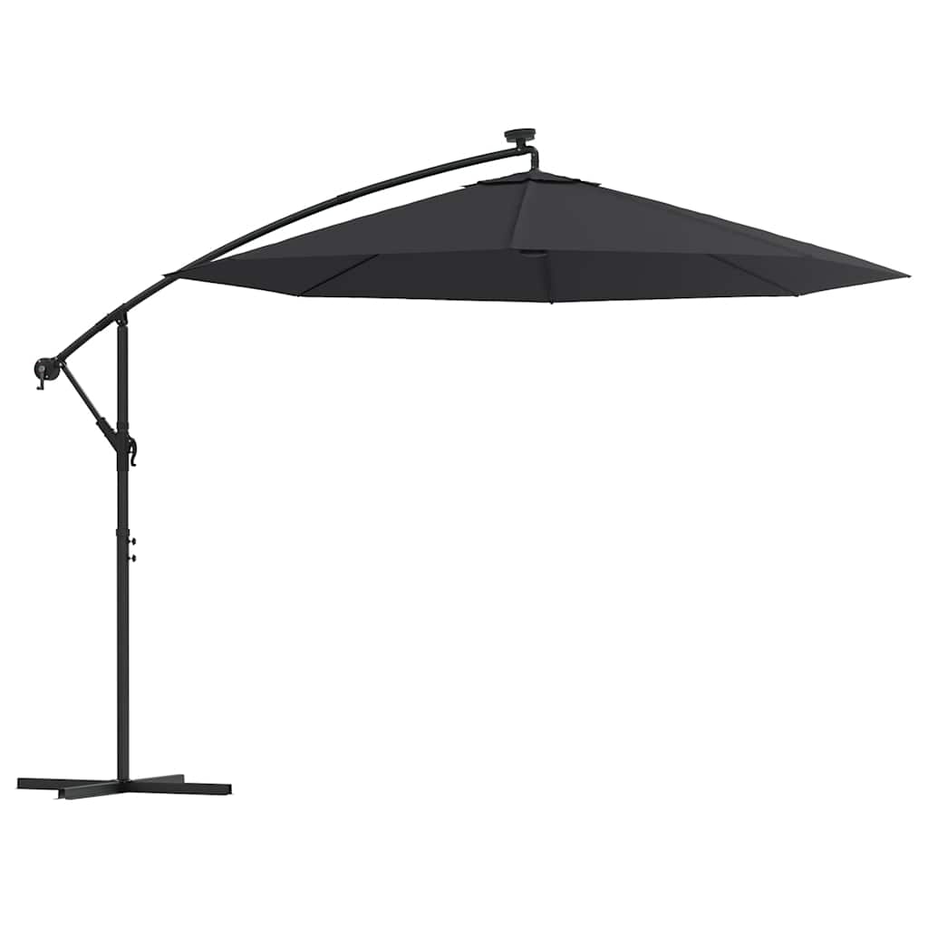 Vidaxl -schwimmendes Parasol mit LED und Stahlpol 300 cm Schwarz