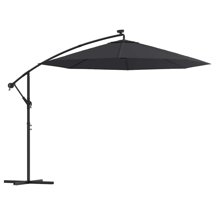 Vidaxl -schwimmendes Parasol mit LED und Stahlpol 300 cm Schwarz