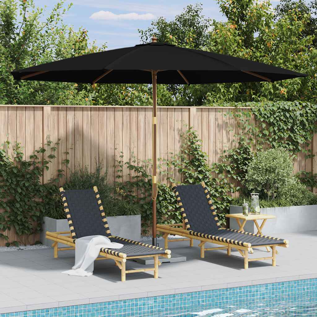 Vidaxl Parasol mit Holzstange 350 cm schwarz
