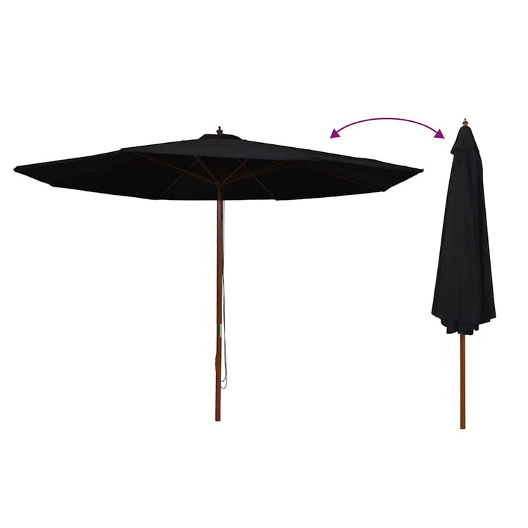 Vidaxl Parasol mit Holzstange 350 cm schwarz