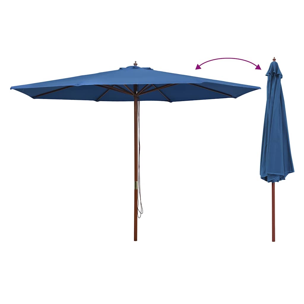 Vidaxl -Parasol mit Holzstange 350 cm blau