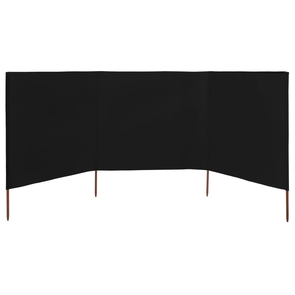 Vidaxl Windschutzscheibe 3 Paneele 400x80 cm Stoff schwarz