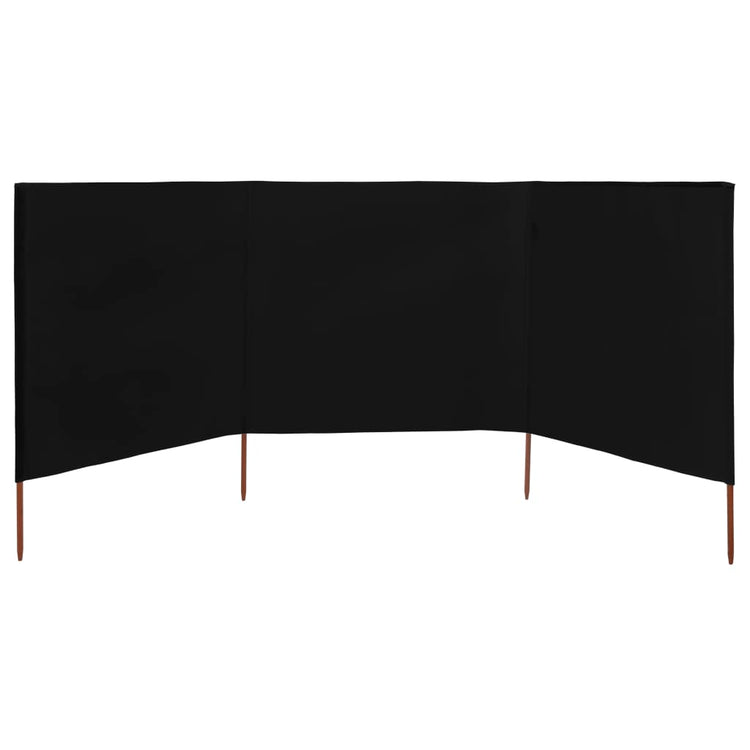 Vidaxl Windschutzscheibe 3 Paneele 400x80 cm Stoff schwarz