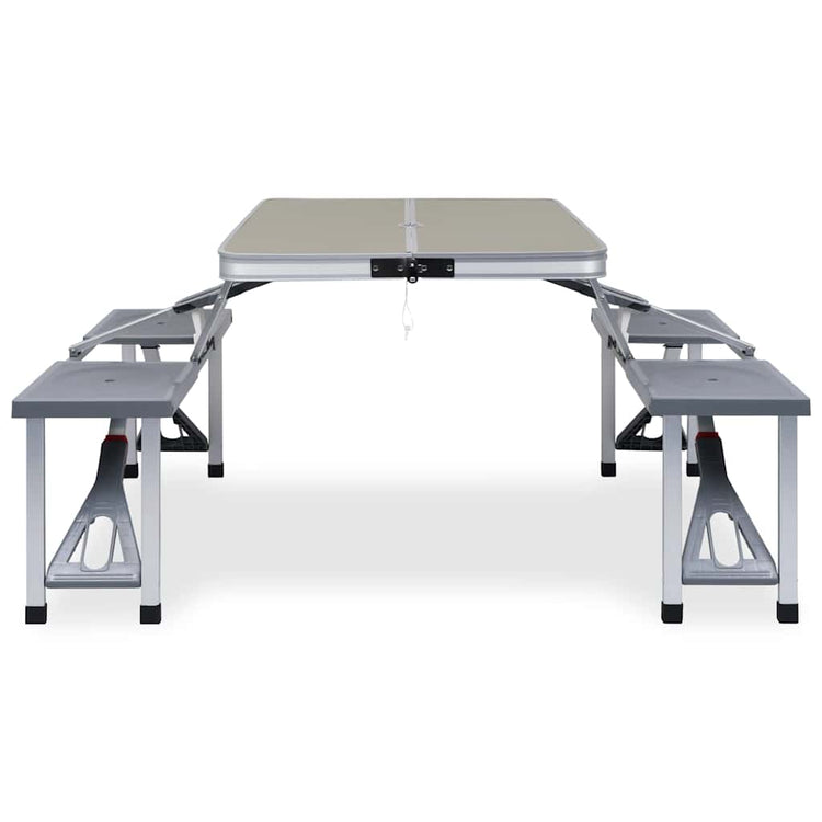Vidaxl Camping -Tisch zusammenklappbar mit 4 Sitzen aus Stahl und Aluminium