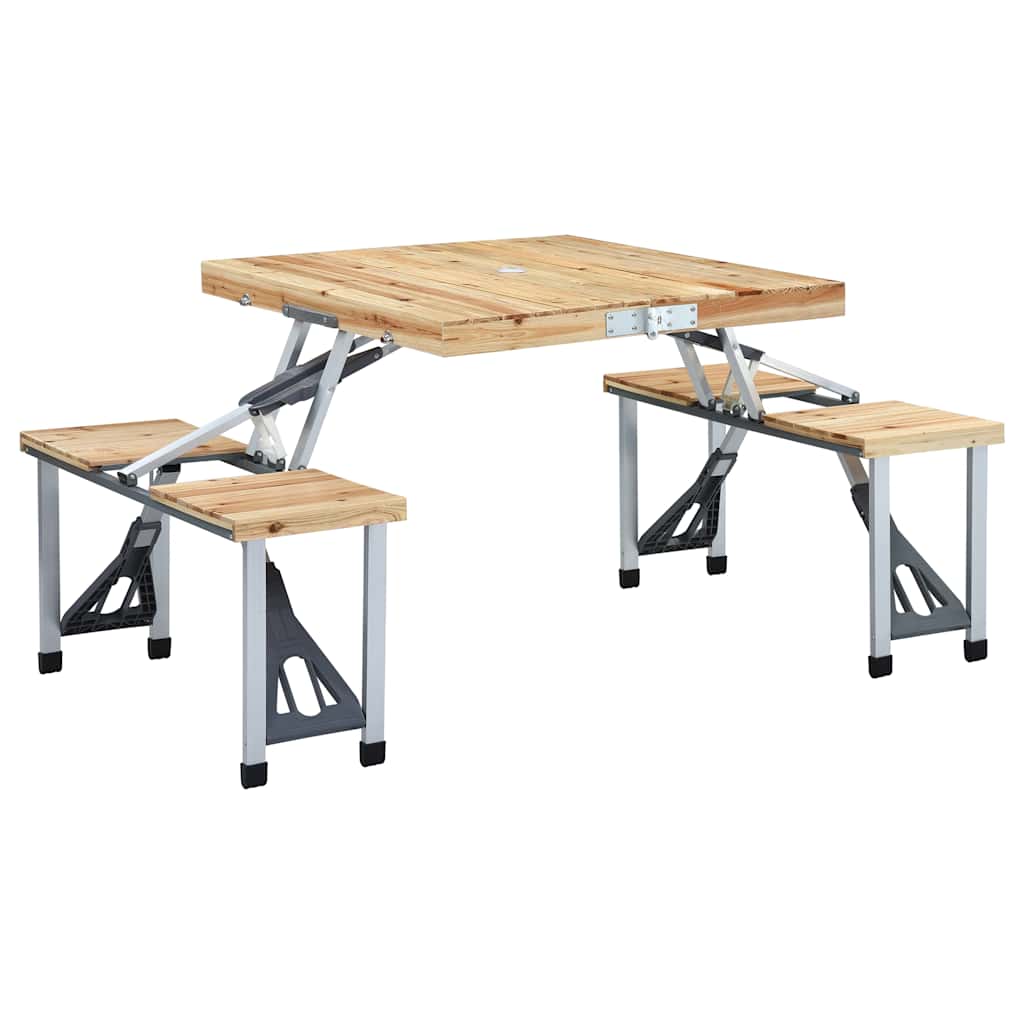 Vidaxl Camping -Tisch zusammenklappbar mit 4 Sitzen aus Stahl und Aluminium