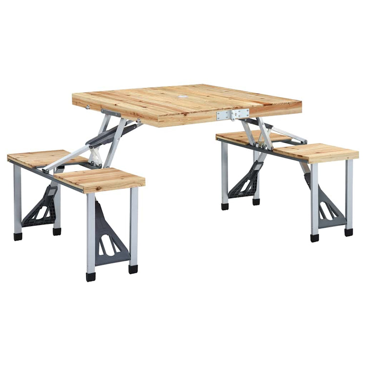 Vidaxl Camping -Tisch zusammenklappbar mit 4 Sitzen aus Stahl und Aluminium