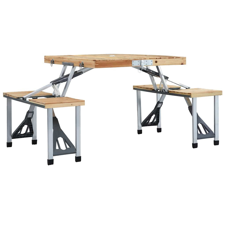 Vidaxl Camping -Tisch zusammenklappbar mit 4 Sitzen aus Stahl und Aluminium