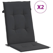 Vidaxl Gartenstuhl Kissen 2 St hoher Rücken 120x50x3 cm Stoff schwarz - afbeelding 2