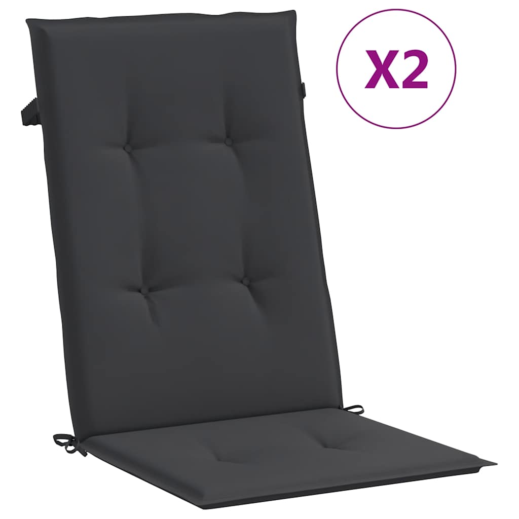 Vidaxl Gartenstuhl Kissen 2 St hoher Rücken 120x50x3 cm Stoff schwarz
