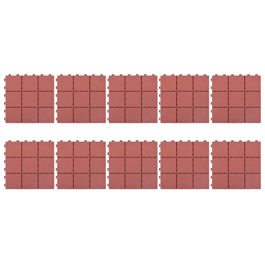 VIDAXL -Terrassenfliesen 10 Stcs 30,5 x 30,5 cm Kunststoffrot