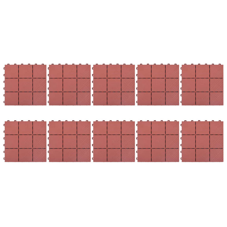 VIDAXL -Terrassenfliesen 10 Stcs 30,5 x 30,5 cm Kunststoffrot