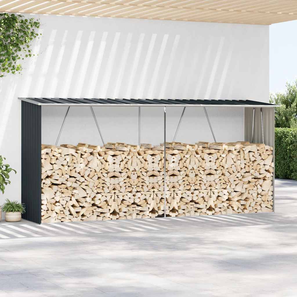 Vidaxl Brennholz Shed 330x84x152 cm verzinkter Stahl -Anthrazit