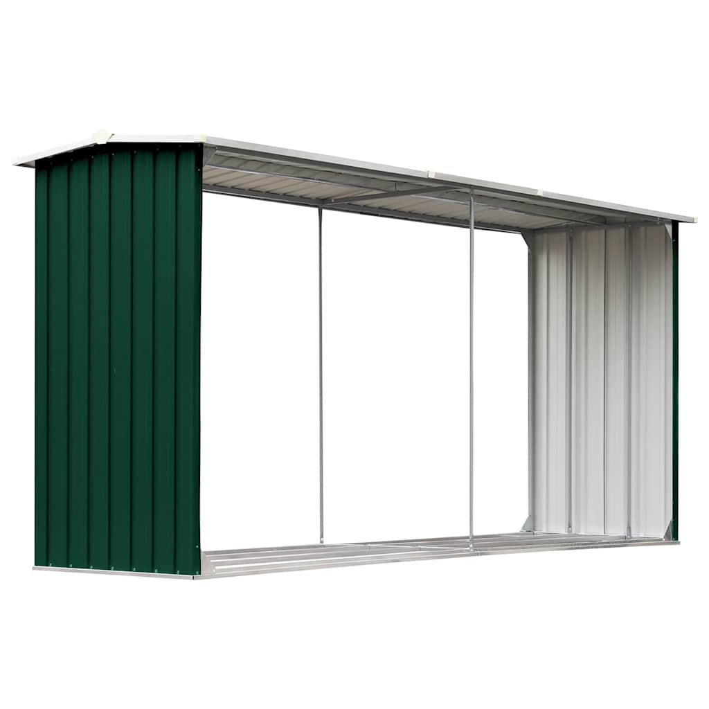 Vidaxl Brennholzschuppen 330x92x153 cm verzinktes Stahlgrün