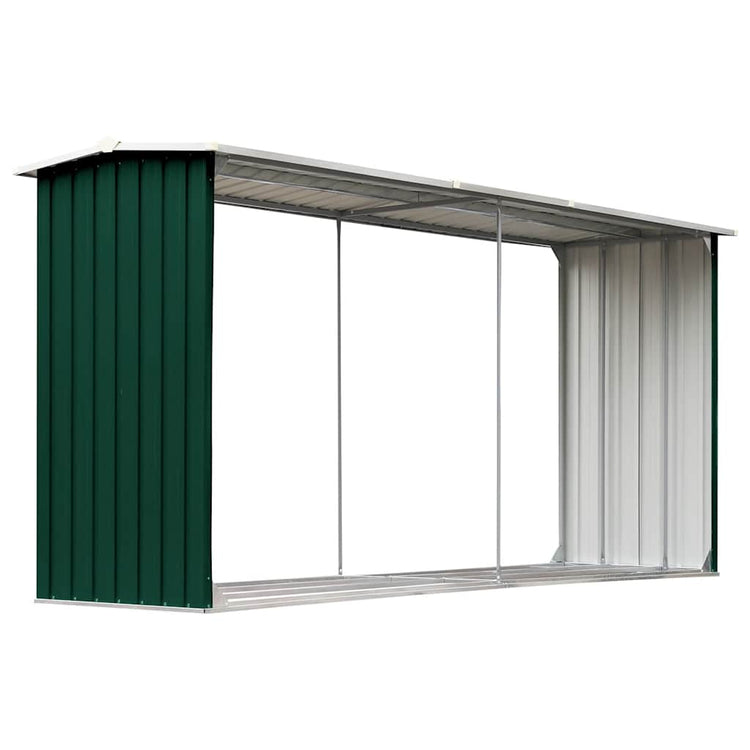 Vidaxl Brennholzschuppen 330x92x153 cm verzinktes Stahlgrün