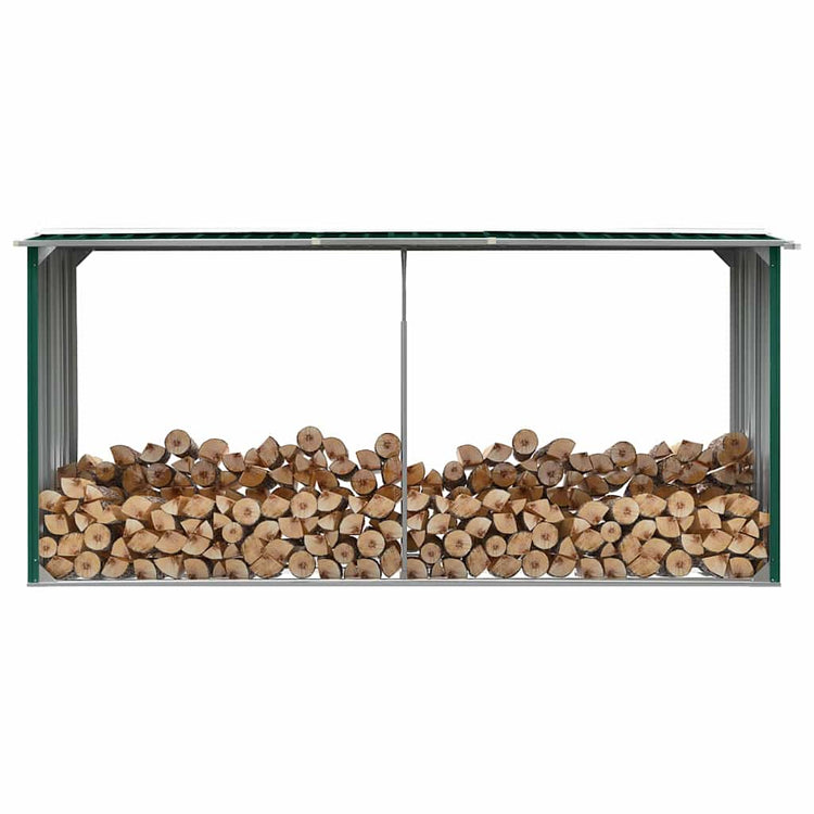 Vidaxl Brennholzschuppen 330x92x153 cm verzinktes Stahlgrün