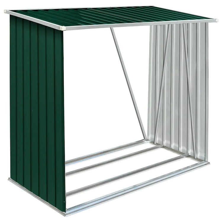Vidaxl Brennholzschuppen 163x83x154 cm verzinktes Stahlgrün