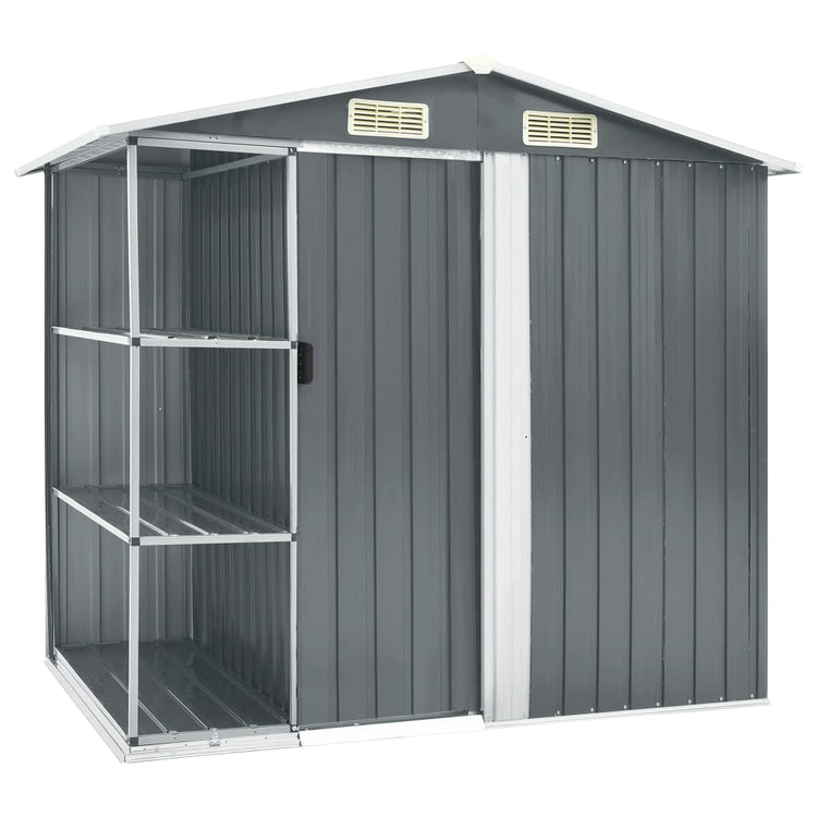 Vidaxl Gartenschuppen mit Rack 205x130x183 cm Eisengrau