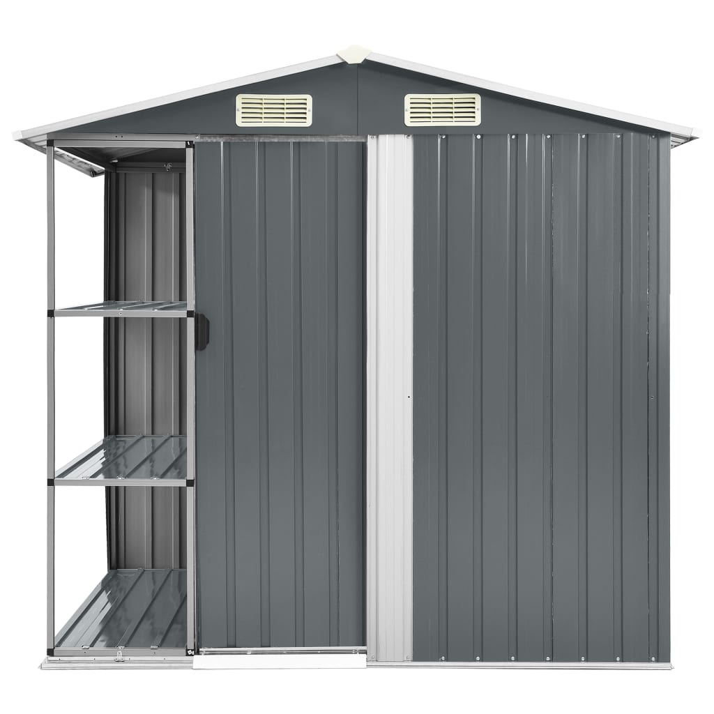 Vidaxl Gartenschuppen mit Rack 205x130x183 cm Eisengrau