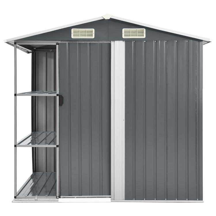 Vidaxl Gartenschuppen mit Rack 205x130x183 cm Eisengrau