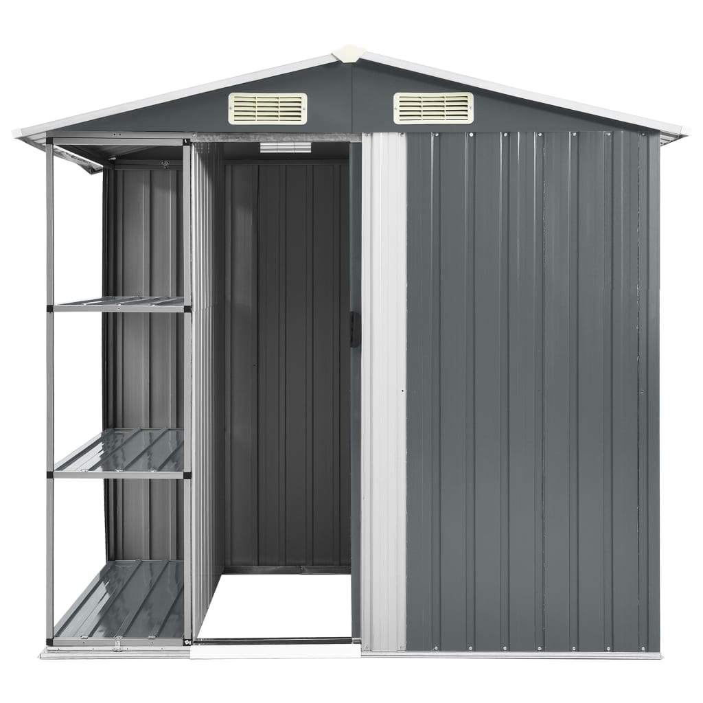 Vidaxl Gartenschuppen mit Rack 205x130x183 cm Eisengrau