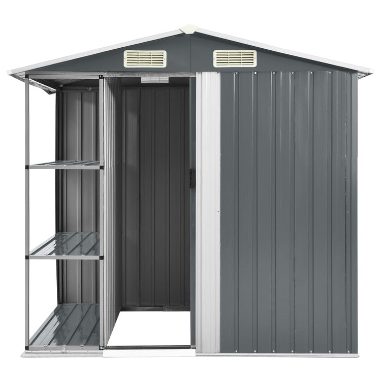 Vidaxl Gartenschuppen mit Rack 205x130x183 cm Eisengrau
