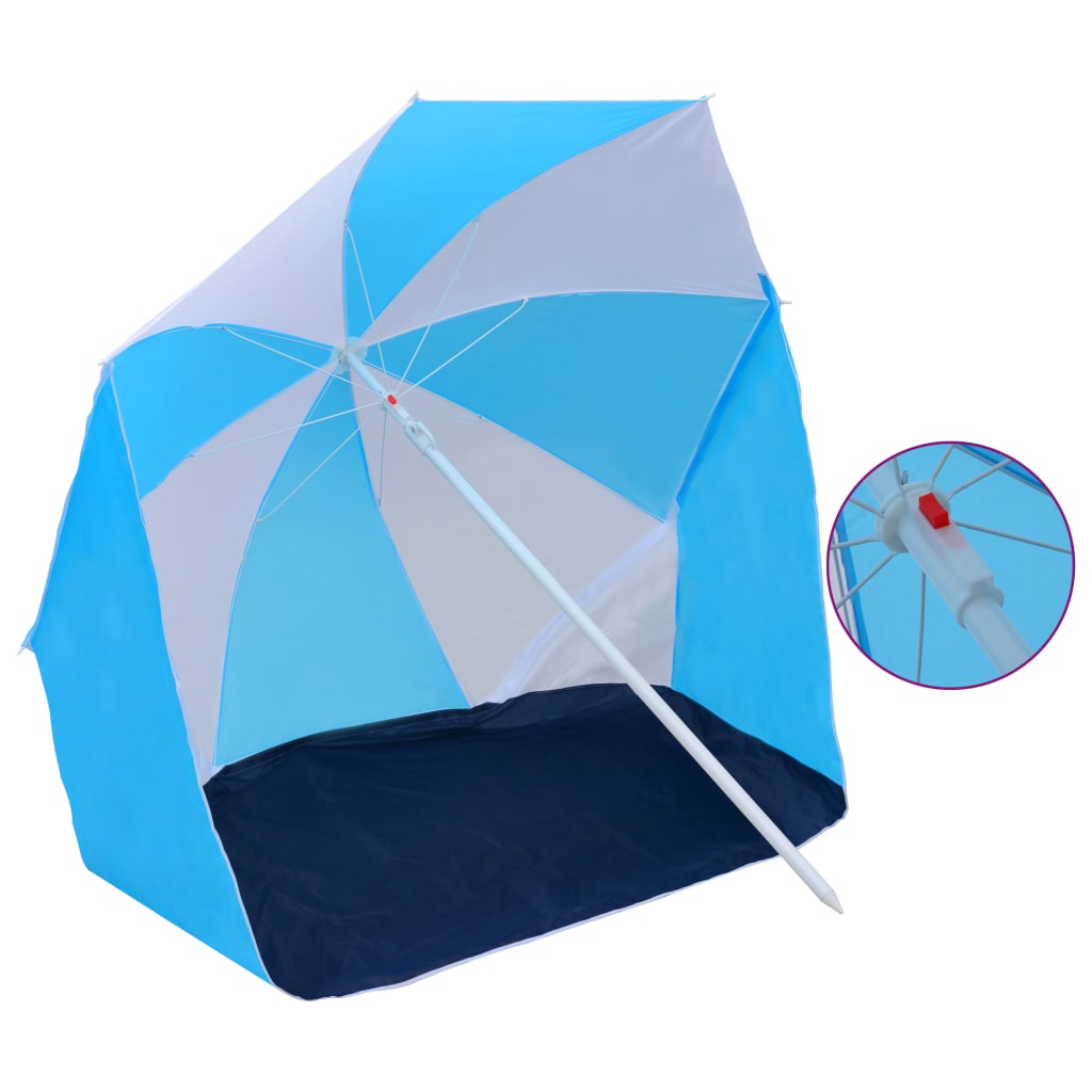 Vidaxl Strandparasol -Zelt 180 cm Stoff blau und weiß