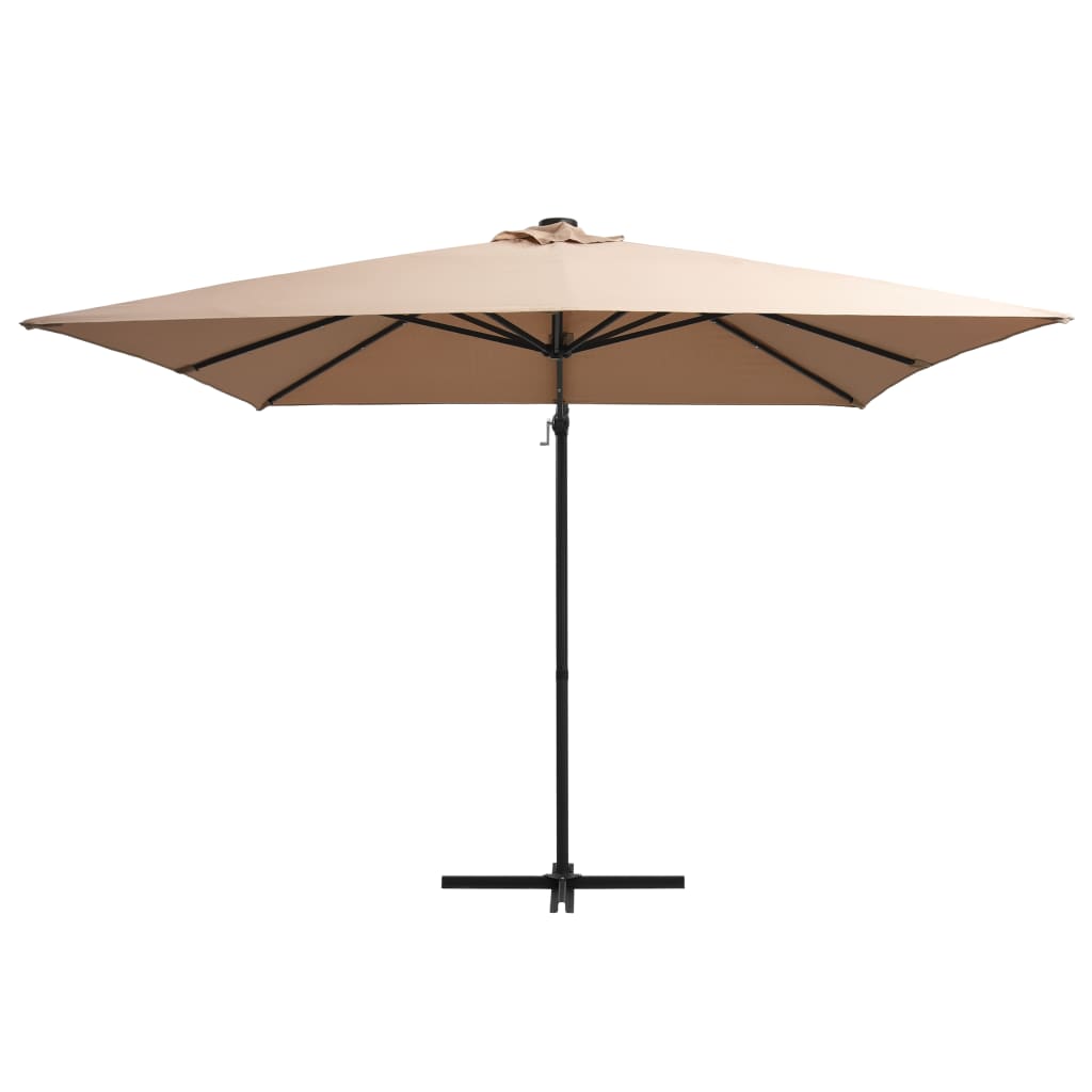 Vidaxl -schwimmendes Parasol mit LED und Stahlpol 250x250 cm Taupe