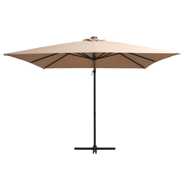 Vidaxl -schwimmendes Parasol mit LED und Stahlpol 250x250 cm Taupe