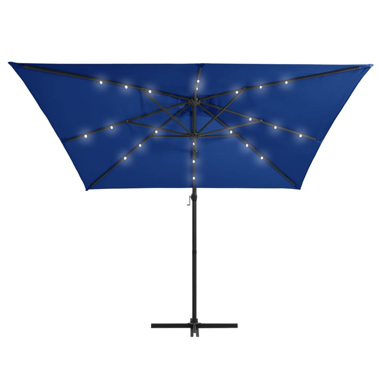 Vidaxl -schwimmendes Parasol mit LED und Stahlpol 250x250 cm Azurblau